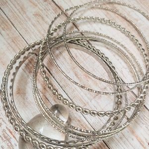 Lot of 9 vintage silver bangles 1980s